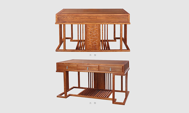 三江 别墅中式家居书房装修实木书桌效果图